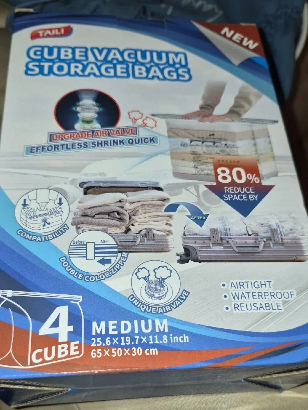 Cube Vacuum Storage Bags - Medium 4-Pack New
